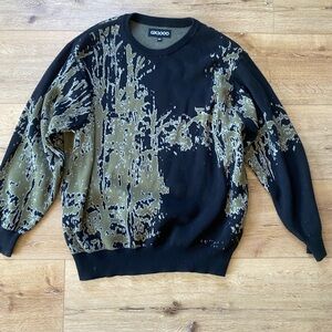 Gx1000 Men's Sweater in Black and Olive Pattern